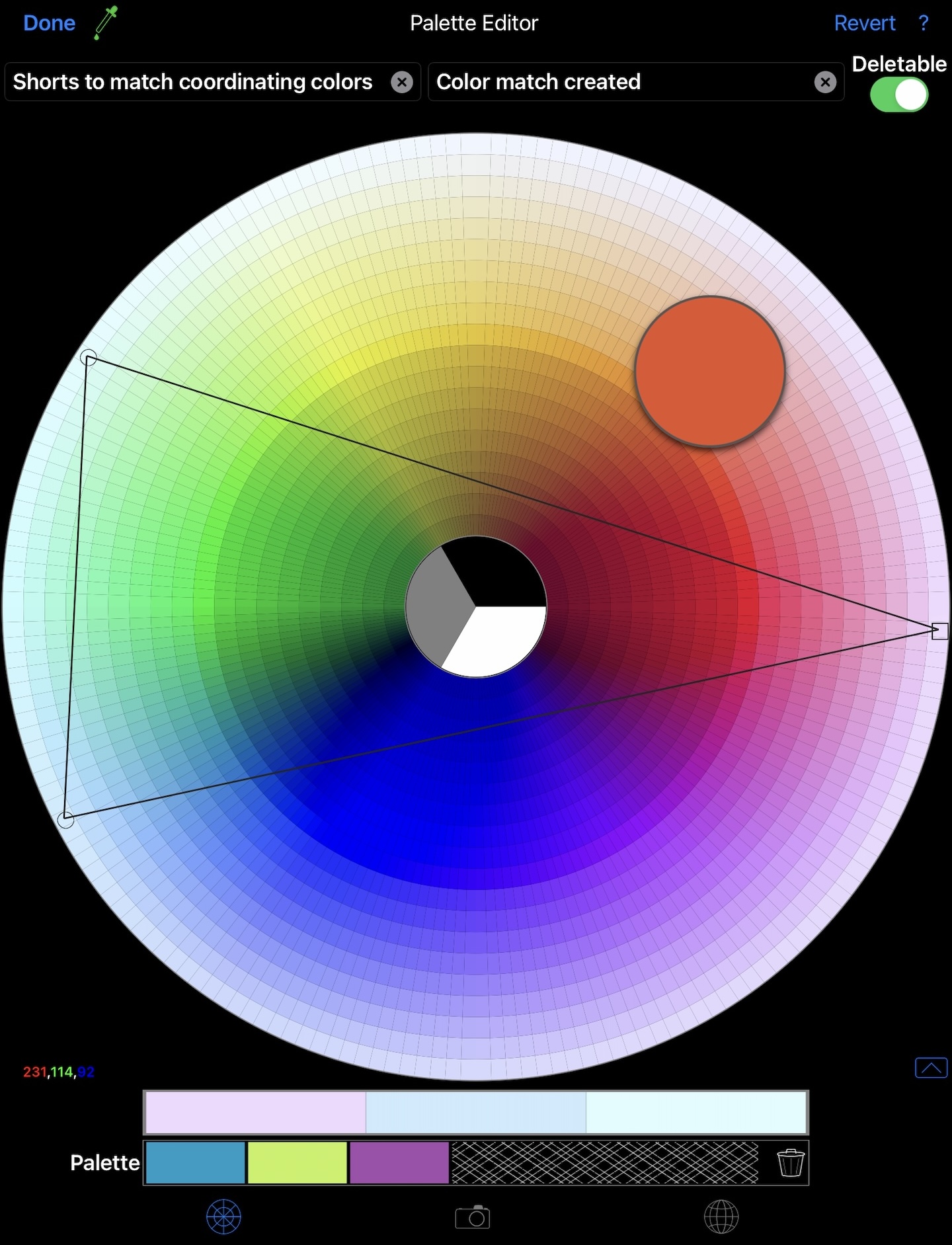 making a palette from a colorwheel