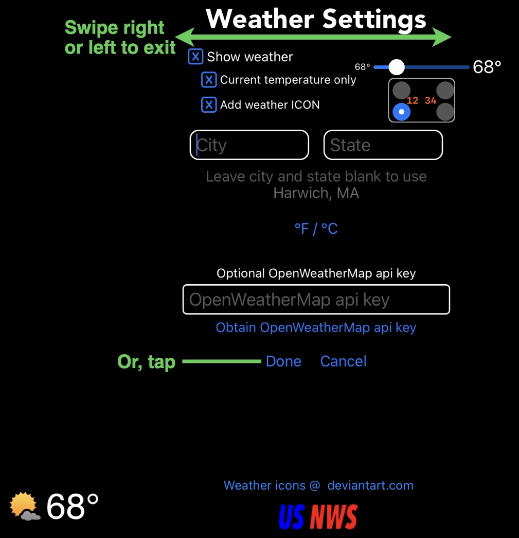 Weather settings