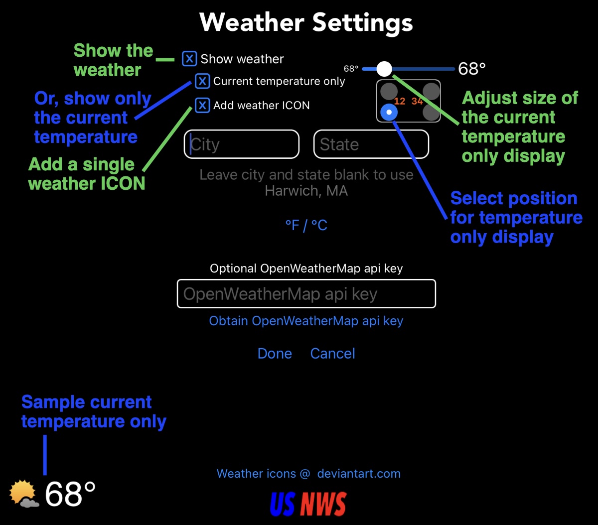 Enable or disable weather display