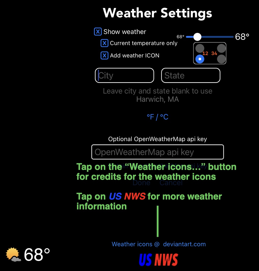 How to see the credits for the weather forecast