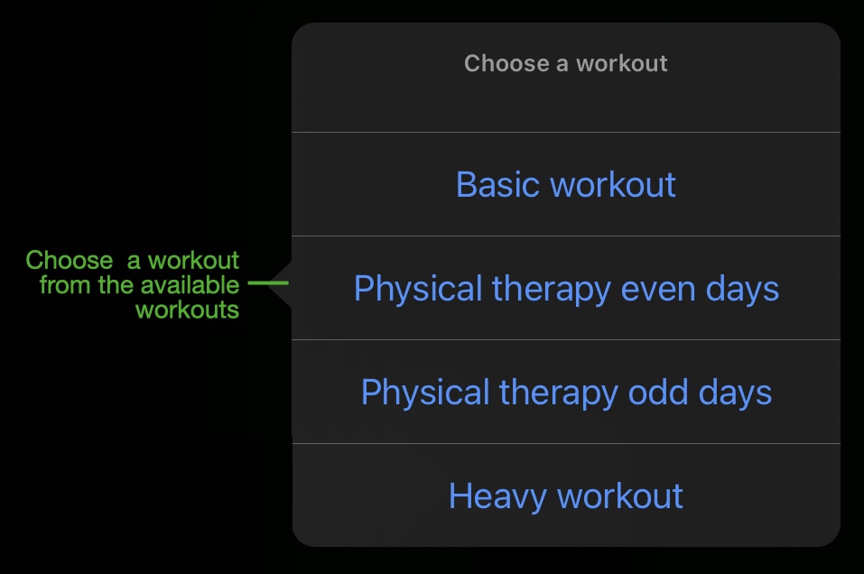 Image of a workout list